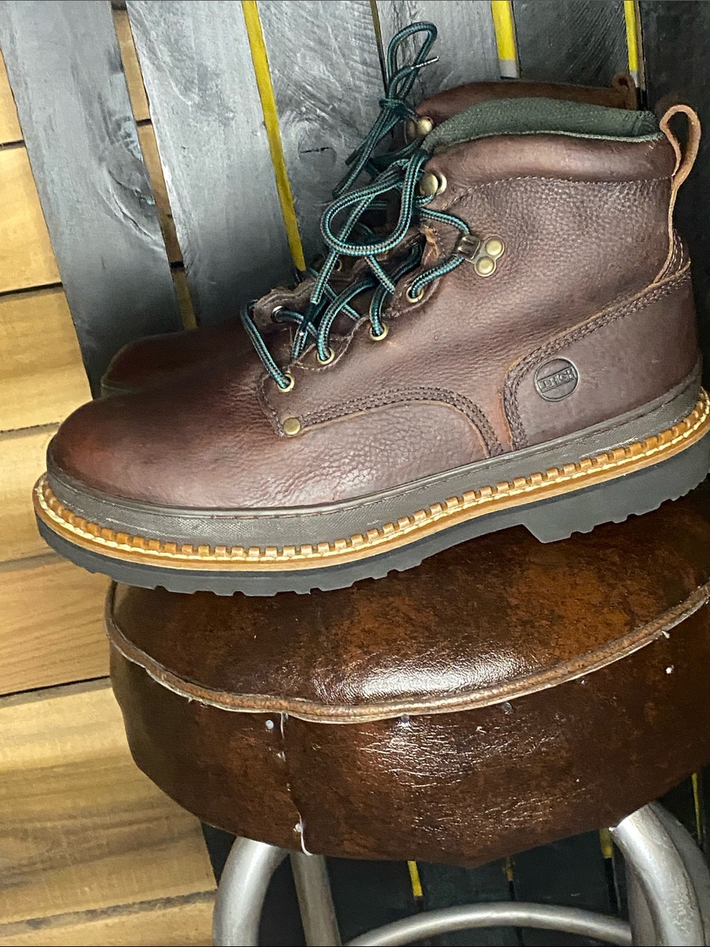 Lehigh Giant Men's steel toe Brown Leather safety Work Boots oil resistant 13W